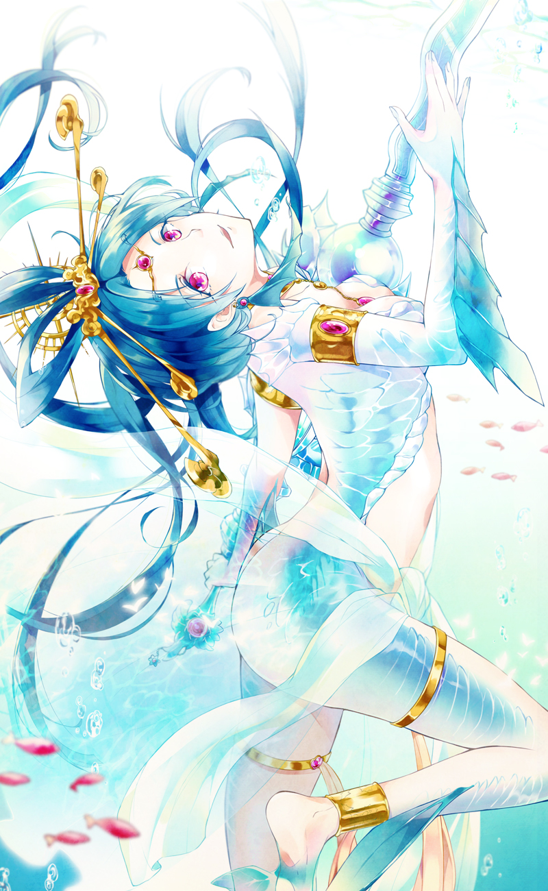 1girl, djinn_equip, hair_ornament, highres, long_hair, magi_the_labyrinth_of_magic, red_eyes, ren_kougyoku