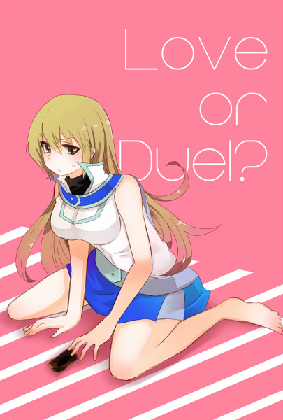 1girl, barefoot, blonde_hair, blush, breasts, brown_eyes, card, long_hair