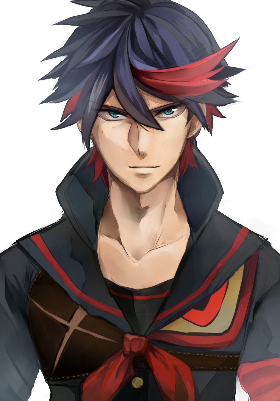 1boy, black_hair, blue_eyes, ebippoid, genderswap, highres, jacket, kill_la_kill
