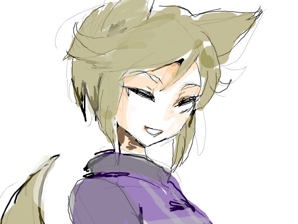 1girl, animal_ears, blonde_hair, bust, closed_eyes, short_hair, simple_background, sketch