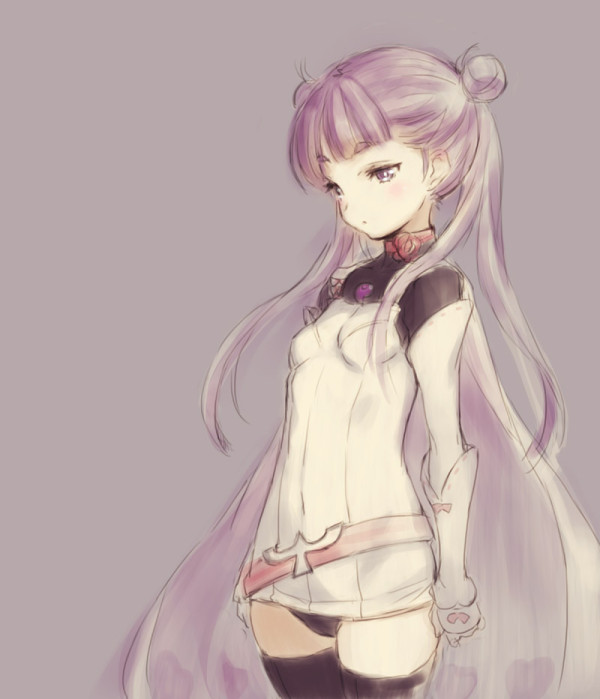 1girl, belt, cape, cowboy_shot, gauntlets, kawata_hisashi, komadori_renge, long_hair