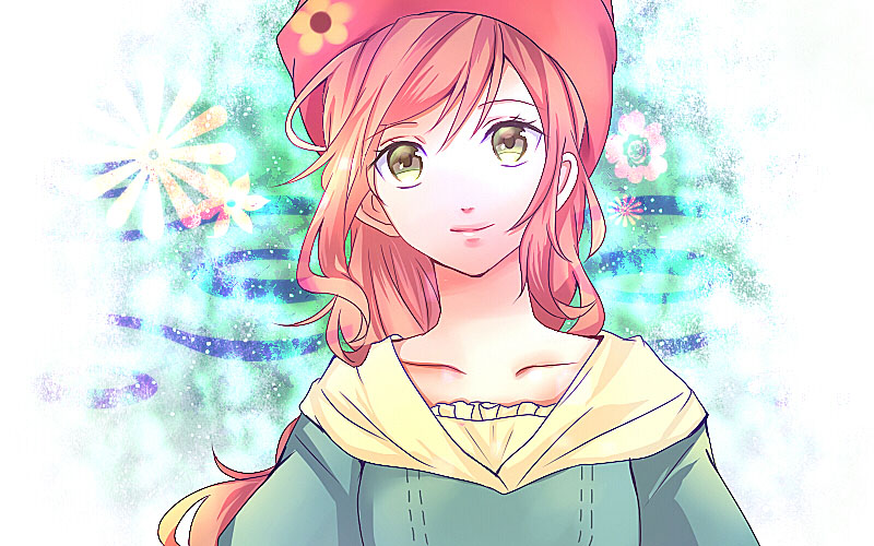 1girl, brown_hair, green_eyes, harvest_moon, harvest_moon:_connect_to_a_new_land, kawashi, long_hair, minori_(harvest_moon)