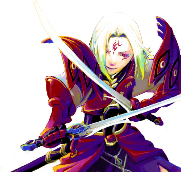 ar_tonelico, ar_tonelico_i, armor, dual_wielding, facial_mark, forehead_mark, gloves, gust