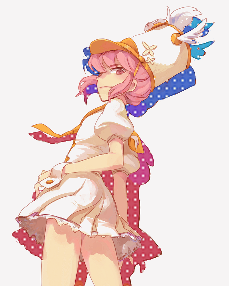 1girl, dress, hat, jakuzure_nonon, kill_la_kill, mooopl, pink_eyes, pink_hair