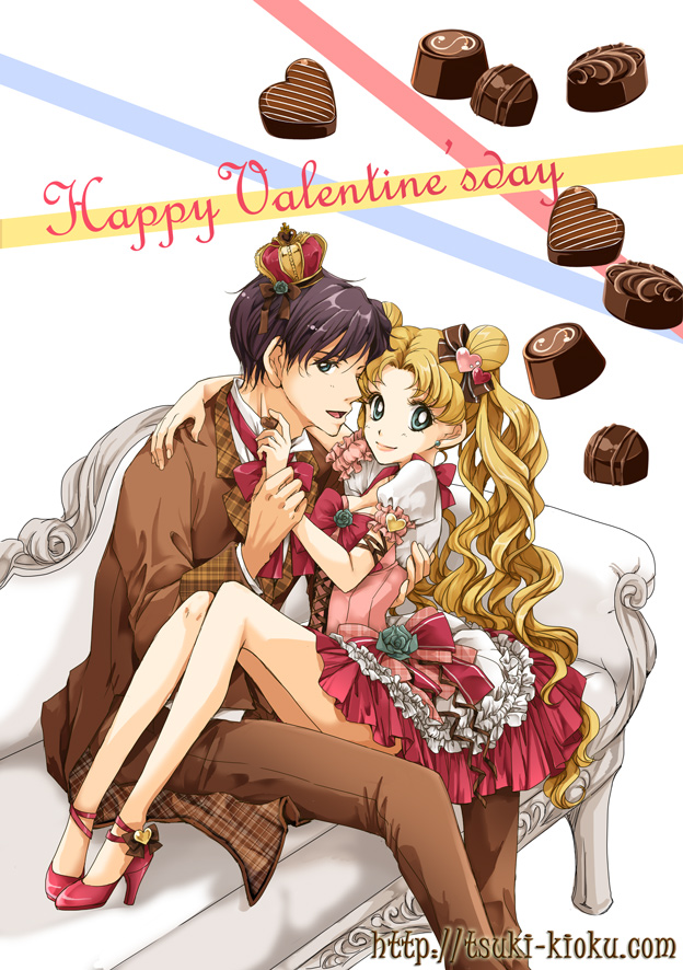 1boy, 1girl, alternate_costume, bishoujo_senshi_sailor_moon, black_hair, blonde_hair, blue_eyes, bow