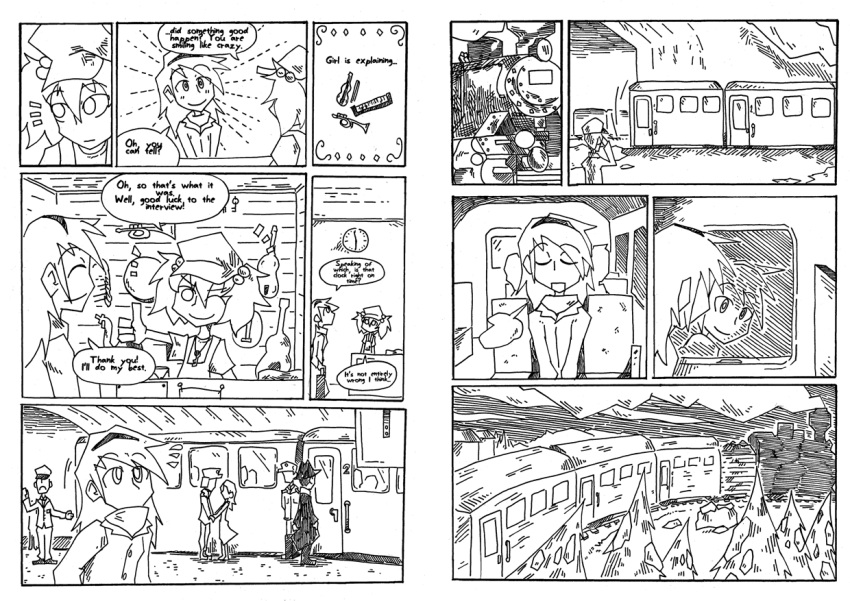 clock, cold, food, headband, instrument_case, jacket, kawashiro_nitori, layla_prismriver