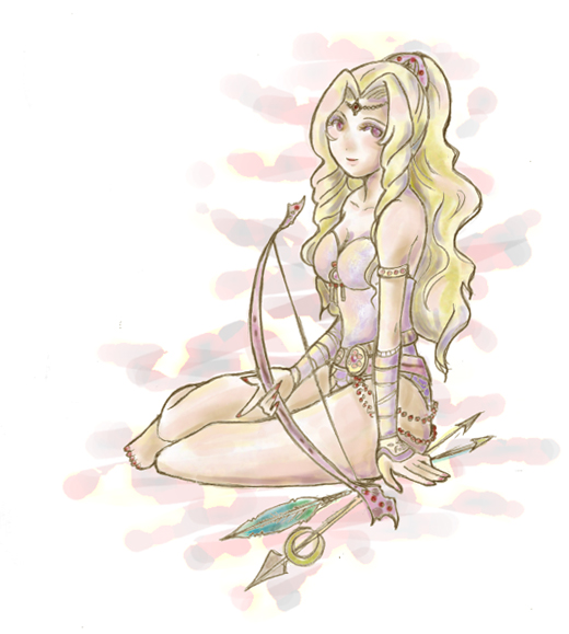 arrow, blonde_hair, bow_(weapon), final_fantasy, final_fantasy_iv, leotard, long_hair, na_(pixiv913562)