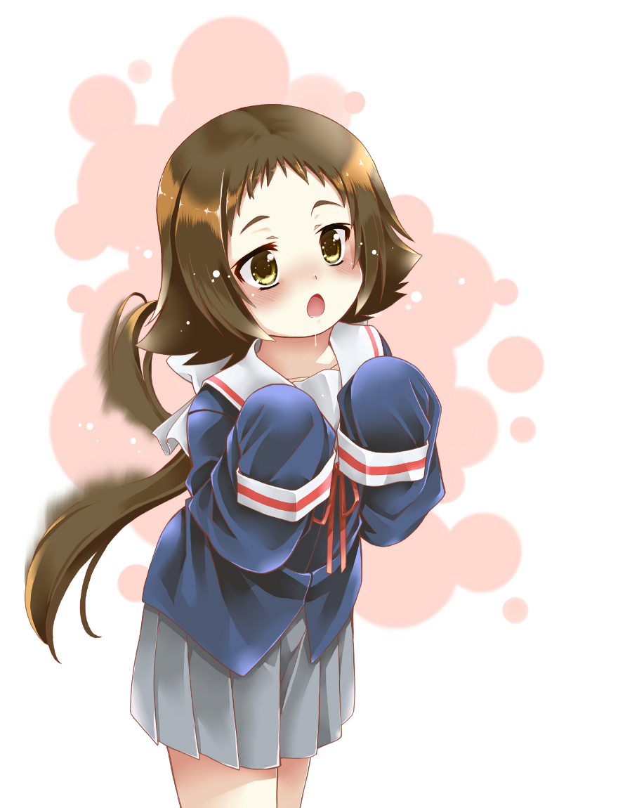 1girl, blush, brown_hair, chi_gura-ya, long_hair, mikakunin_de_shinkoukei, mitsumine_mashiro, open_mouth