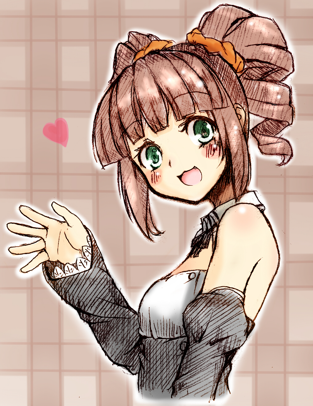 amane_(dream_c_club), amane_(dream_c_club)_(cosplay), aouma, aouma_(pixiv), bare_shoulders, blush, brown_hair, cosplay