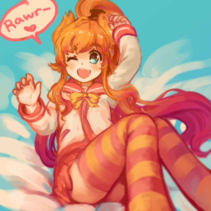 1girl, andou_mirai, anonymous_drawfag, blue_eyes, fang, highres, itsuka_tenma_no_kuro_usagi, long_hair