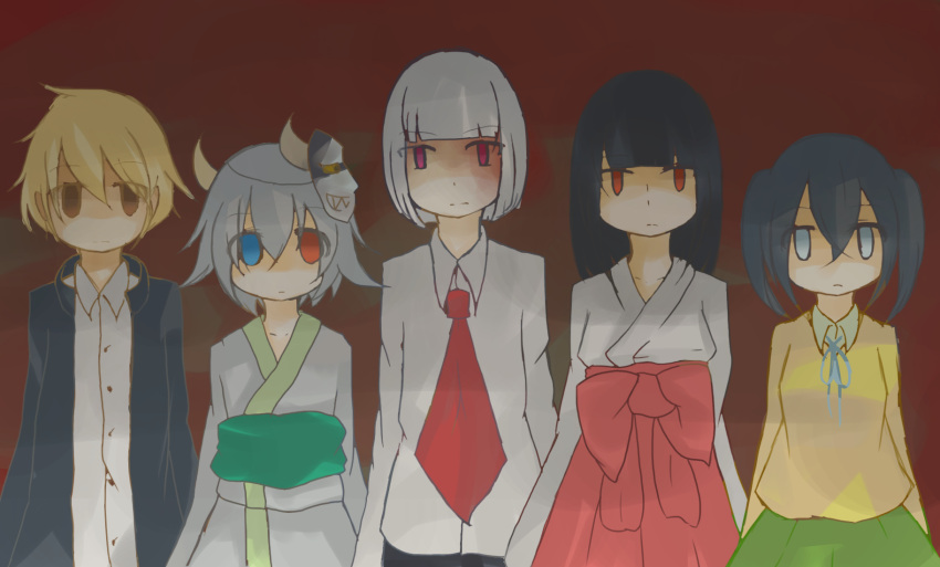 .flow, answered_prayers, bob_cut, crossover, debris_(game), expressionless, heterochromia, highres