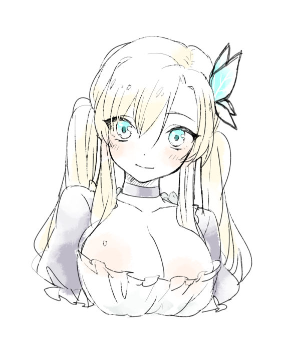 1girl, blonde_hair, blue_eyes, blush, boku_wa_tomodachi_ga_sukunai, breasts, bust, butterfly_hair_ornament