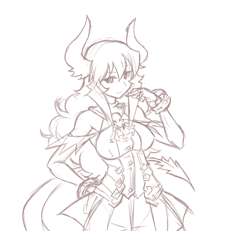 bangle, borrowed_character, bracelet, breasts, demon_girl, demon_horns, demon_tail, dress
