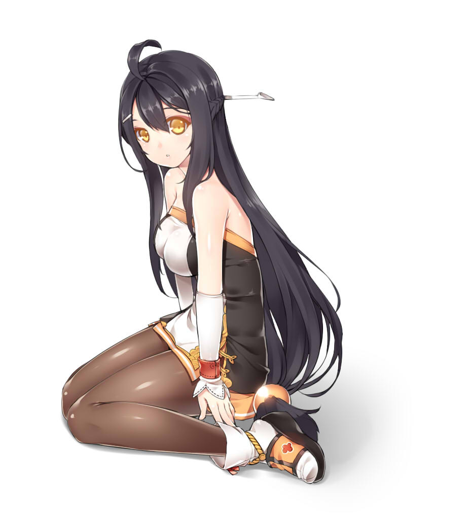 1girl, ahoge, ara_han, black_hair, breasts, dress, elsword, kuro_(kuronell)