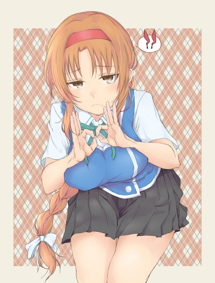 1girl, absurdres, blush, bow, braid, brown_eyes, d-frag!, hair_bow