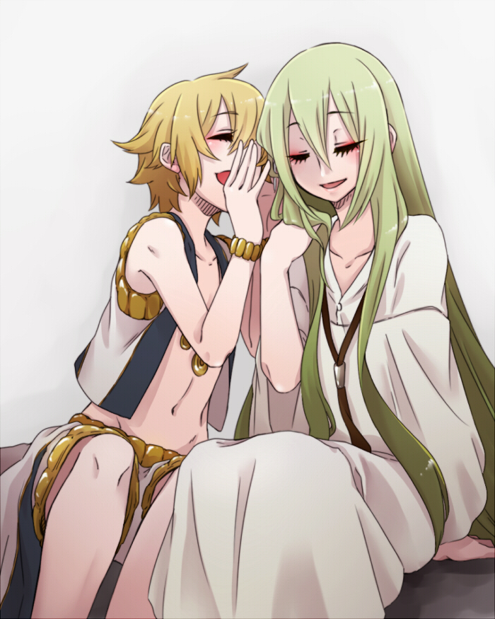 2boys, androgynous, blonde_hair, child, child_gilgamesh, enkidu_(fate/strange_fake), fate/strange_fake, fate/zero