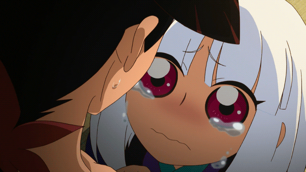 1boy, 1girl, ;_;, animated, animated_gif, black_hair, blush, crying