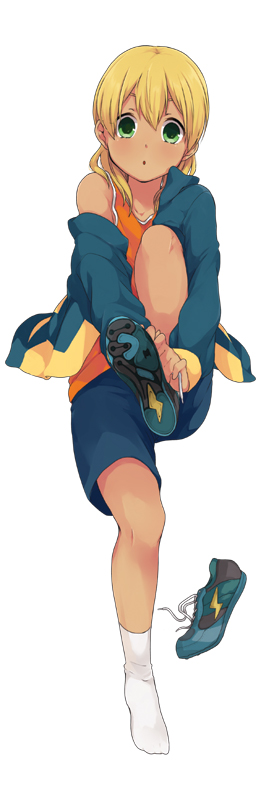 1boy, blonde_hair, green_eyes, inazuma_eleven, inazuma_eleven_(series), long_hair, miyasaka_ryou, open_mouth