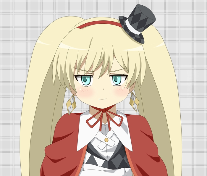 1girl, aqua_eyes, blonde_hair, blush, earrings, hairband, hat, jewelry