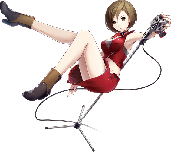1girl, brown_eyes, brown_hair, ixima, meiko, meiko_(vocaloid3), microphone, microphone_stand