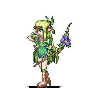 animated_gif, arrow, blue_eyes, bow_(weapon), elf, exet, flower, gif