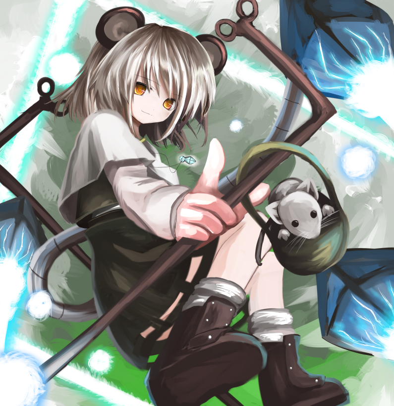 bad_id, basket, grey_hair, jewelry, mouse, mouse_ears, mouse_tail, nazrin