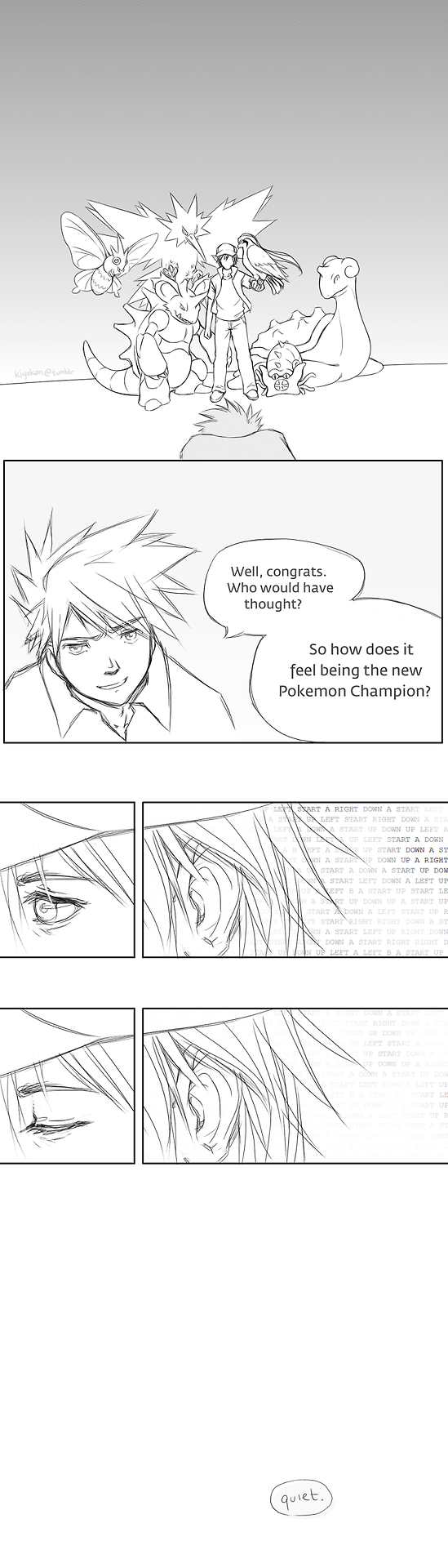 english, highres, kiyokon, lapras, monochrome, nidoking, omastar, ookido_green