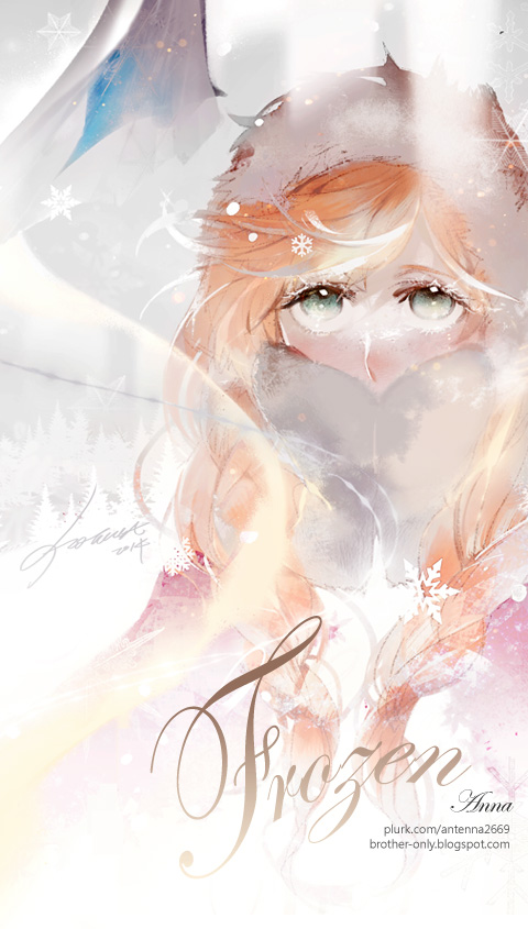 1girl, anna_(frozen), antenna_(draconian), braid, brown_hair, character_name, copyright_name, covering_mouth