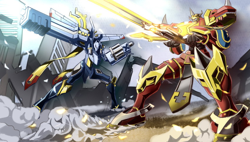 arm_cannon, armor, blue_eyes, cannon, digimon, digimon_frontier, dk_(13855103534), glowing