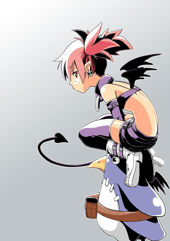 bad_id, disgaea, earrings, etna, jewelry, kaeru_kenshi, prinny, red_hair