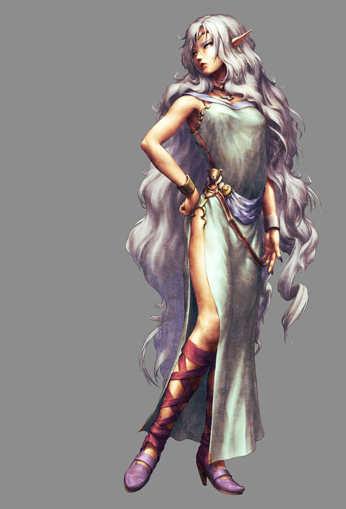 1girl, bracer, choker, circlet, cross-laced_footwear, dress, fairy_queen_freyja, fingernails