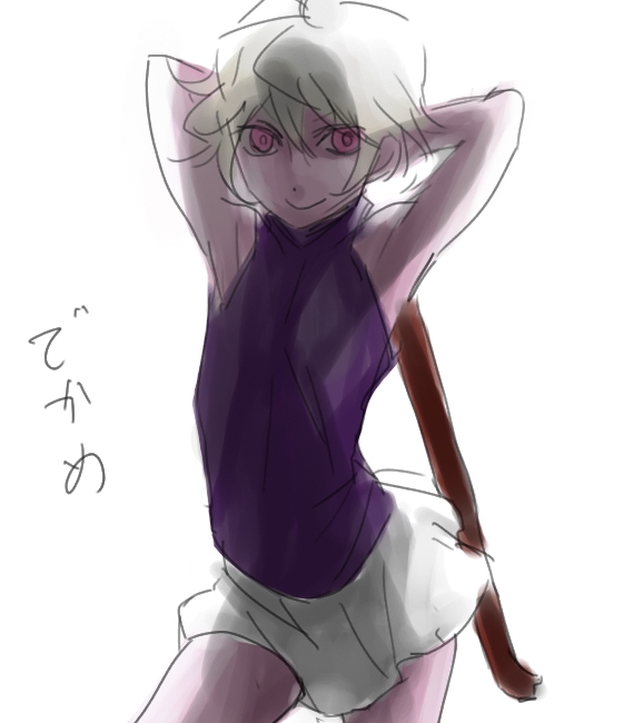 .flow, 1girl, armpits, lead_pipe, looking_at_viewer, sabitsuki, salvatore_piko, short_hair