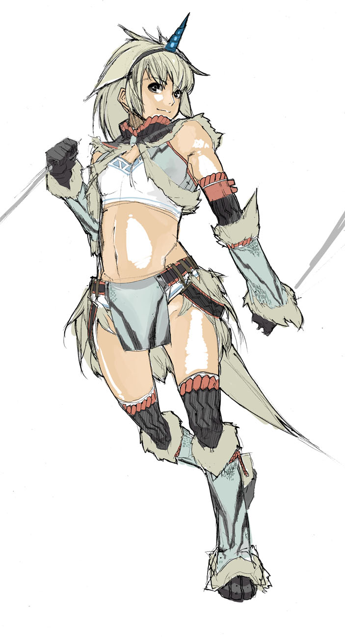 1girl, armor, blonde_hair, full_body, highres, horn, kirin_(armor), long_hair