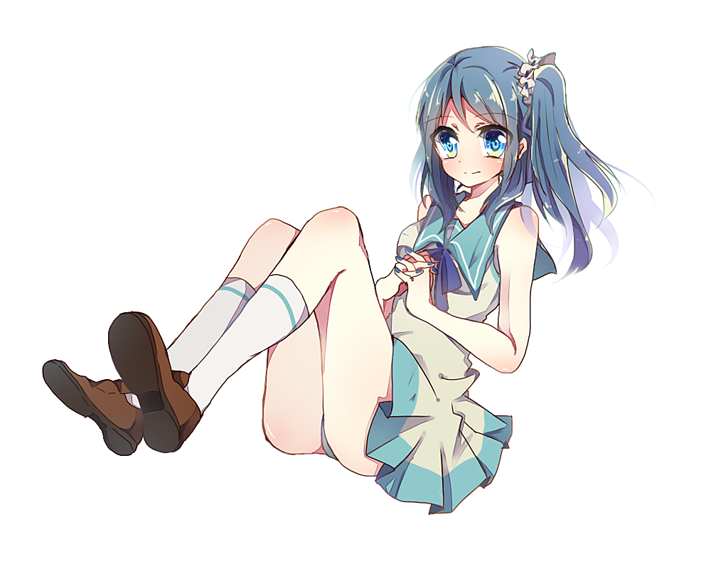 1girl, akako, blue_eyes, blue_hair, hiradaira_chisaki, long_hair, nagi_no_asukara, panties