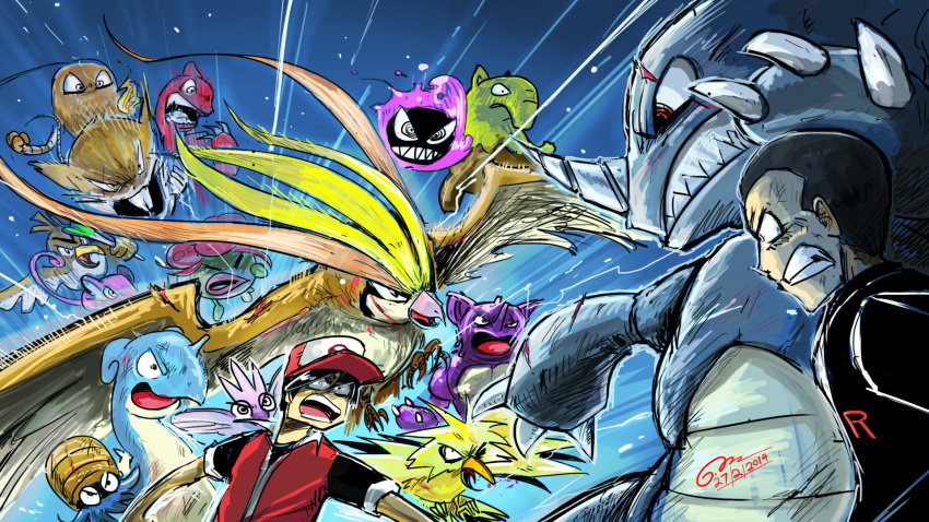 battle, charmander, drowzee, farfetch'd, gapangman, ghastly, gloom, highres