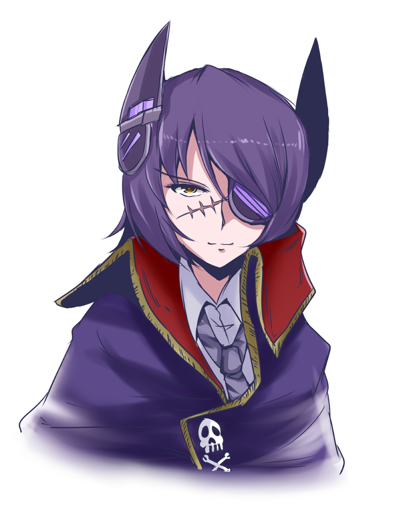 1girl, cape, collared_shirt, eyepatch, harlock, harlock_(cosplay), harlock_saga, kantai_collection