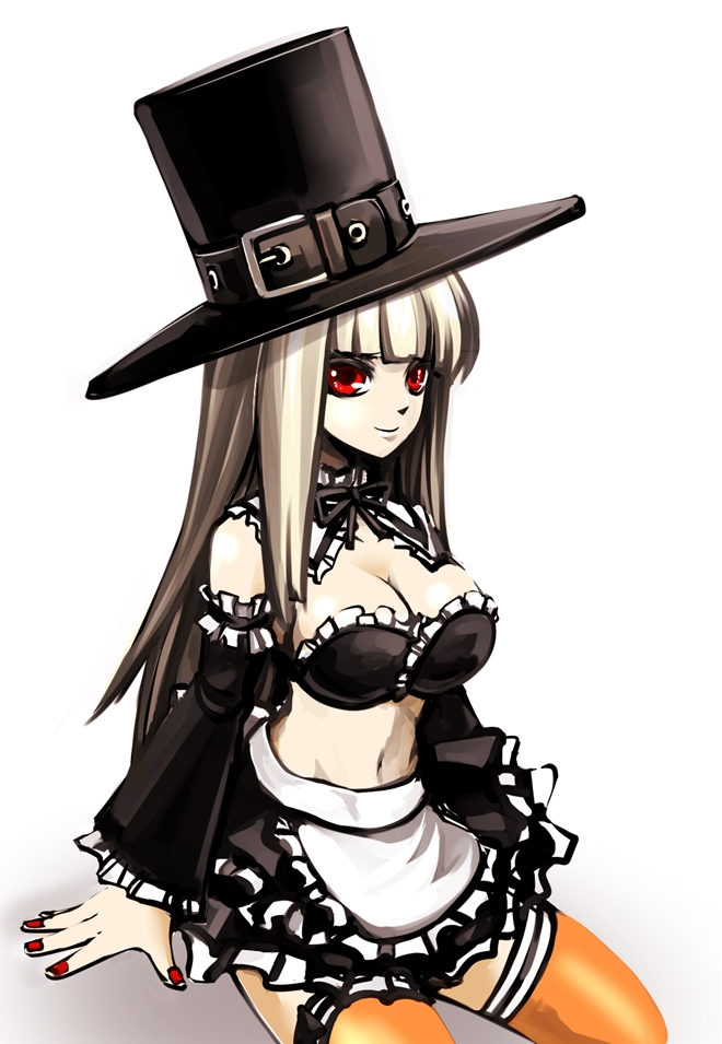 1girl, alternate_color, alternate_costume, apron, bangs, breasts, capcom_fighting_jam, cleavage