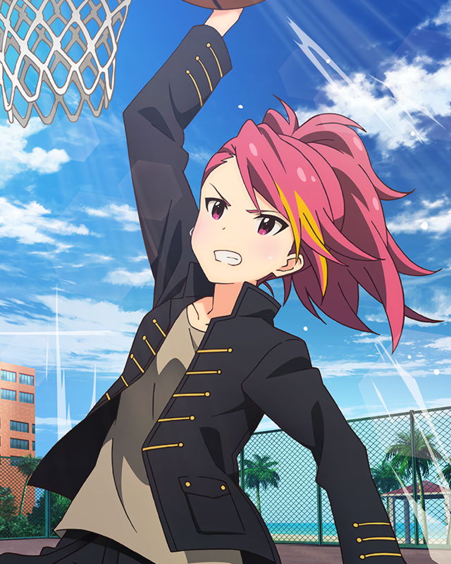 1girl, basketball, basketball_court, basketball_hoop, idolmaster, idolmaster_million_live!, jacket, maihama_ayumu