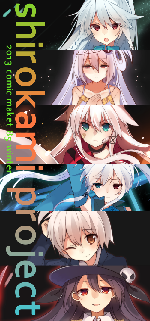 6+girls, anceril_sacred, black_hair, blue_eyes, ciel_sacred, heterochromia, liana_(mishima_kurone), long_hair