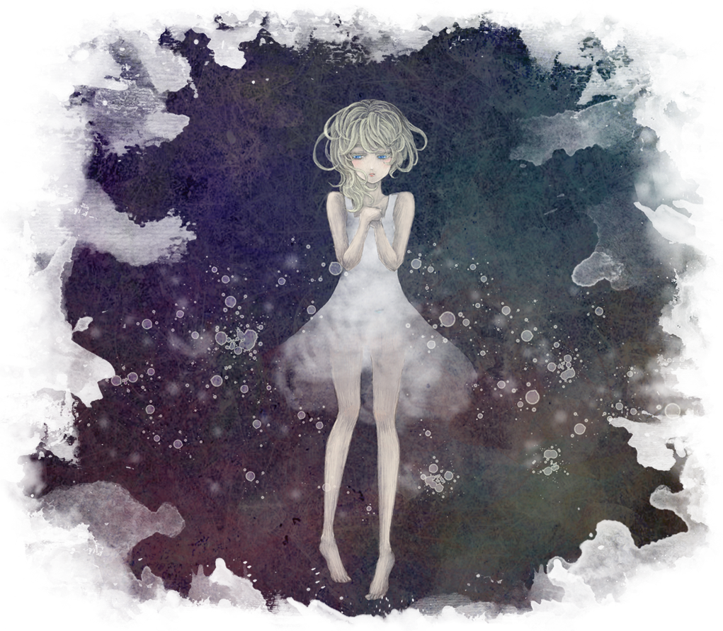 1girl, barefoot, blonde_hair, blue_eyes, kingdom_hearts, namine, seimoku, short_hair