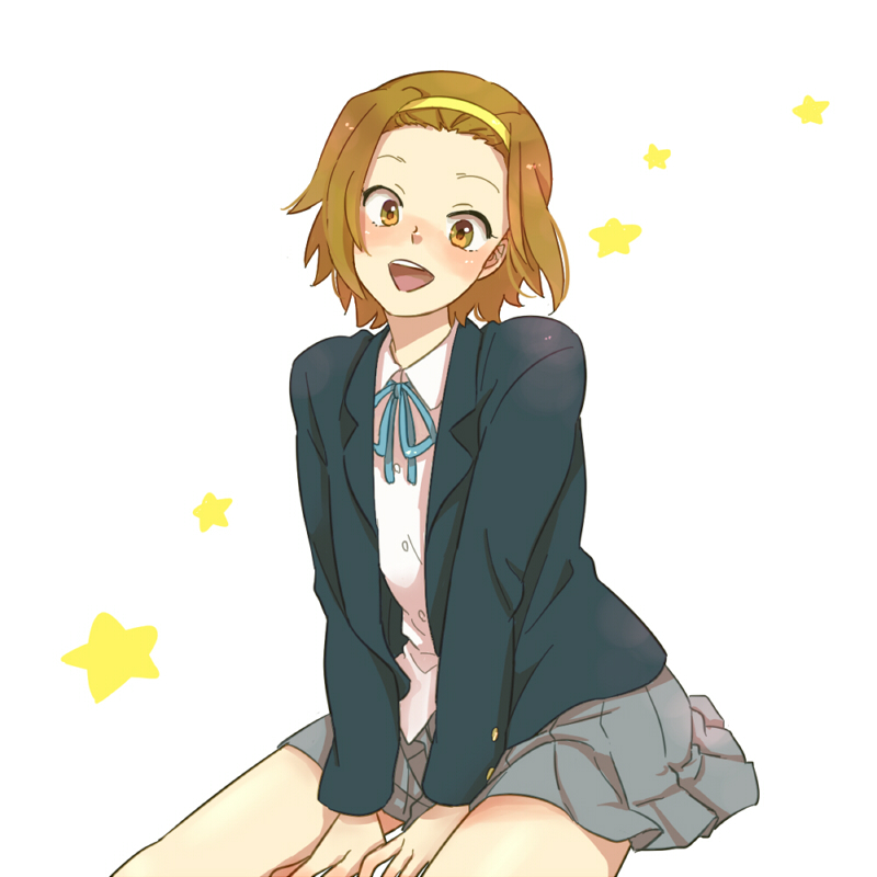 1girl, brown_hair, hairband, k-on!, open_mouth, ribbon, rotte_(nuuum), school_uniform