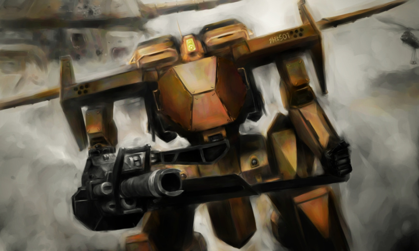aiming_at_viewer, antennae, gun, gungriffon, mecha, na-v12, no_humans, type_12_high-macs, weapon