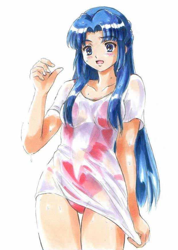 asakura_ryouko, blue_eyes, blue_hair, fujita_(speedlimit), jpeg_artifacts, long_hair, suzumiya_haruhi_no_yuuutsu, swimsuit