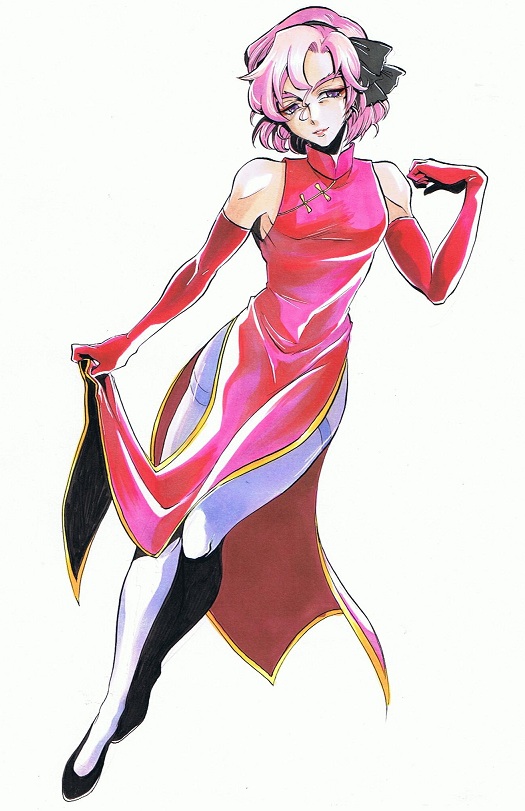 1boy, bare_shoulders, china_dress, chinese_clothes, crossdressinging, elbow_gloves, falsetto_(suite_precure), gloves