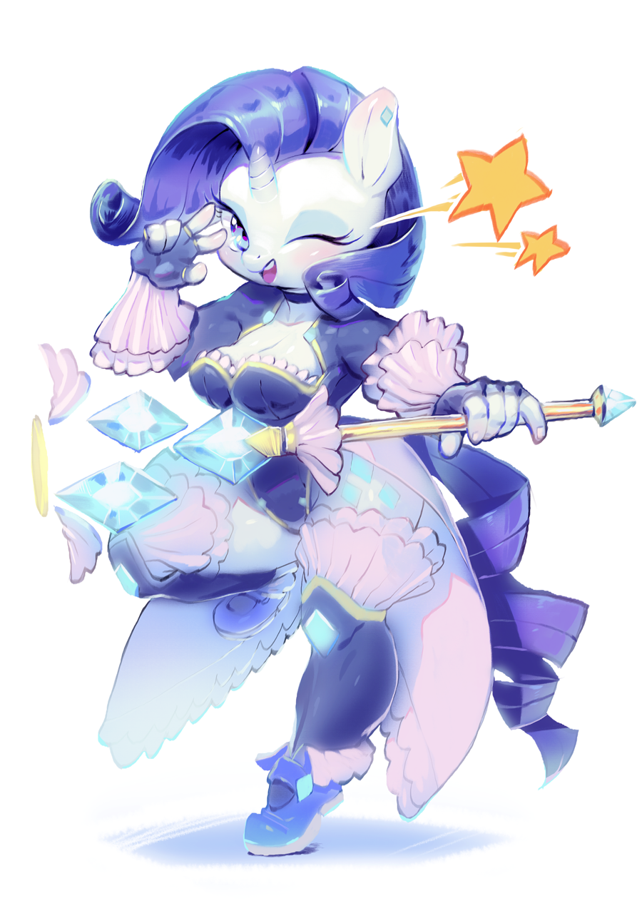 aruurara, breasts, crystal, cutie_mark, highres, horn, jewelry, magical_girl