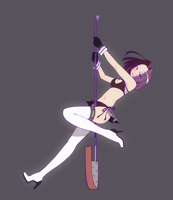 1girl, ahiruaoba, boots, breasts, center_opening, cleavage, glaive, gloves