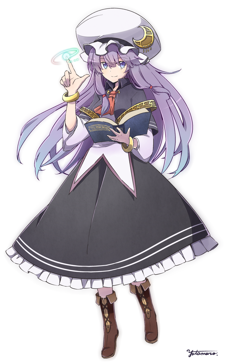 1girl, alternate_costume, ascot, blue_eyes, book, boots, bracelet, capelet