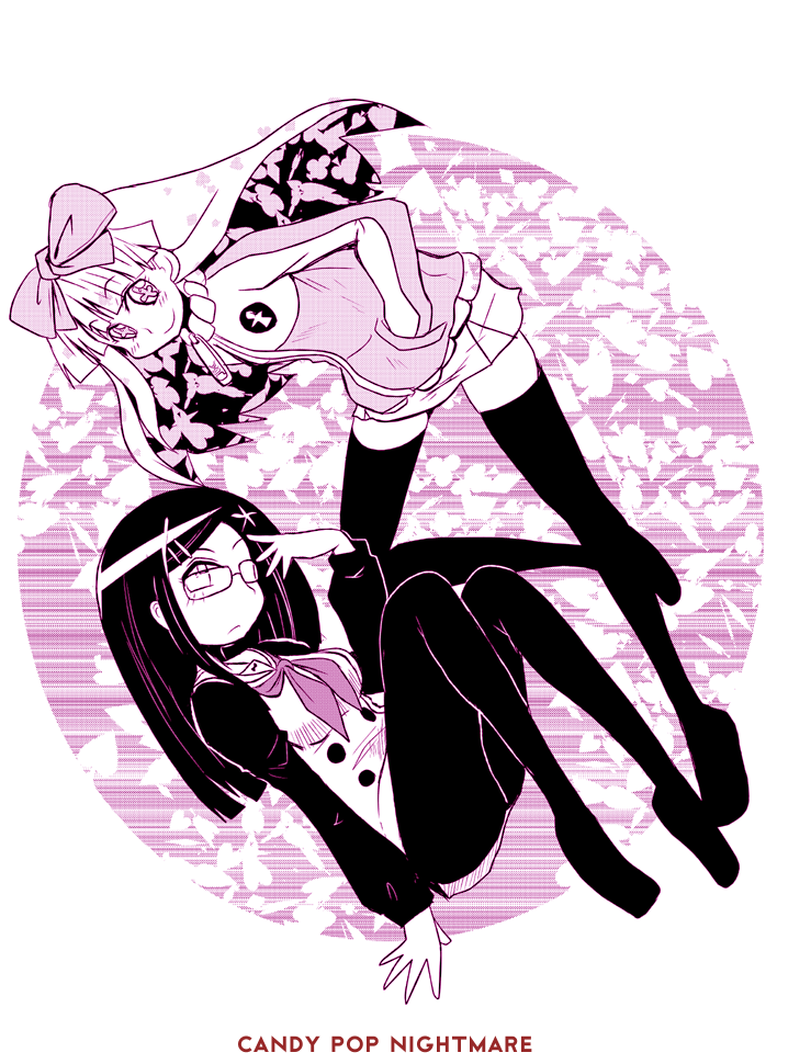 2girls, candy_pop_nightmare, copyright_name, glasses, himekawa_makina, hys-d, kokonoe_alice, long_hair