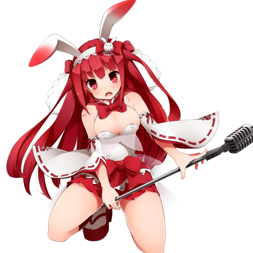 1girl, animal_ears, bare_shoulders, beatmania, beatmania_iidx, blush, bow, breasts