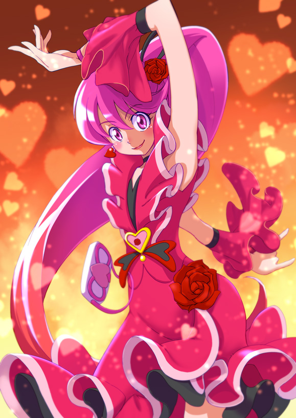 aino_megumi, cherry_flamenco, cure_lovely, happinesscharge_precure!, kaoru348, long_hair, magical_girl, pink_eyes